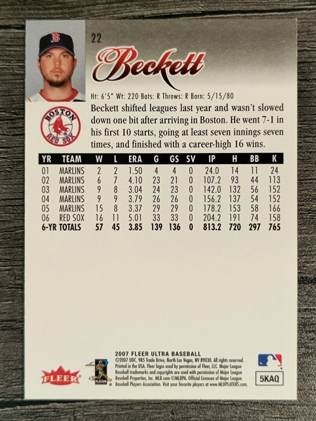 2007 Ultra Retail #22 Josh Beckett