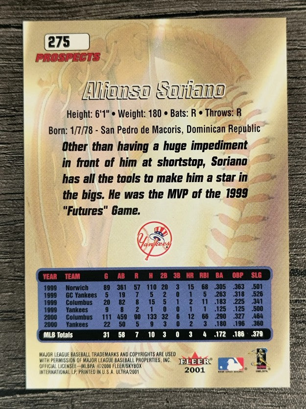 2001 Ultra #275 Alfonso Soriano PROS