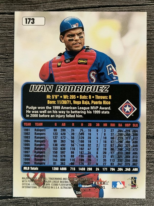 2001 Ultra #173 Ivan Rodriguez