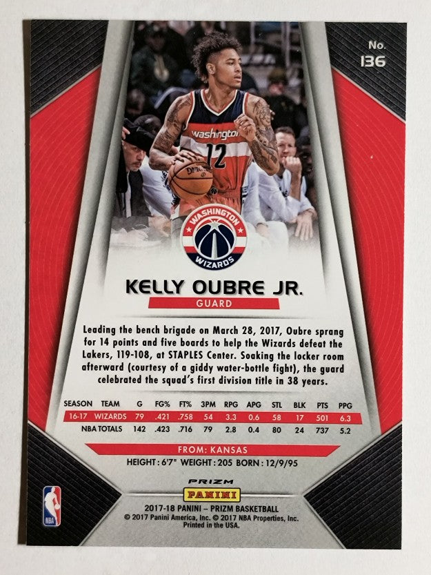 2017-18 Panini Prizm Prizms Ruby Wave #136 Kelly Oubre Jr.
