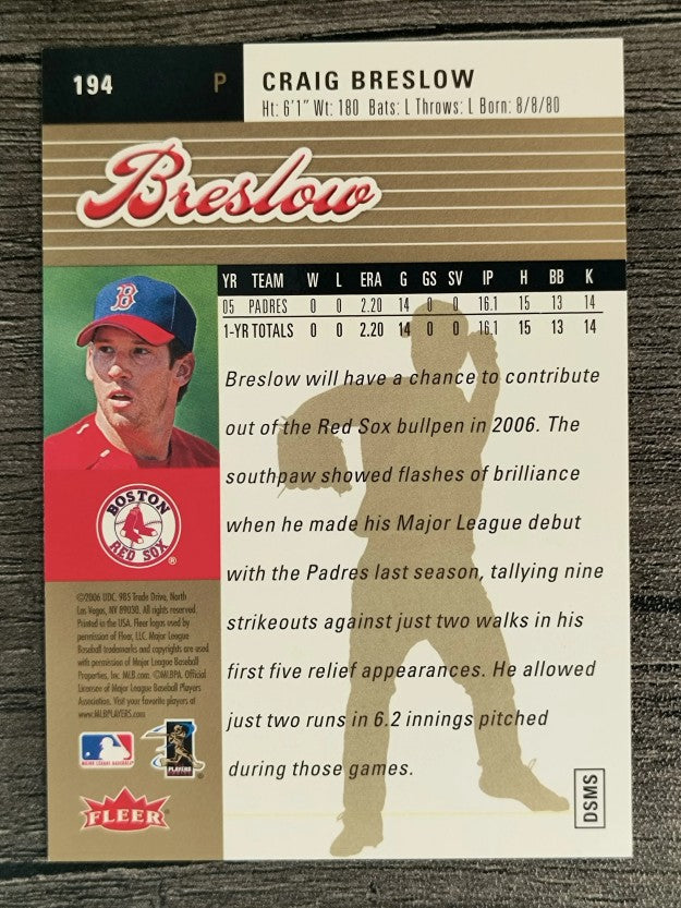 2006 Ultra Gold Medallion #194 Craig Breslow
