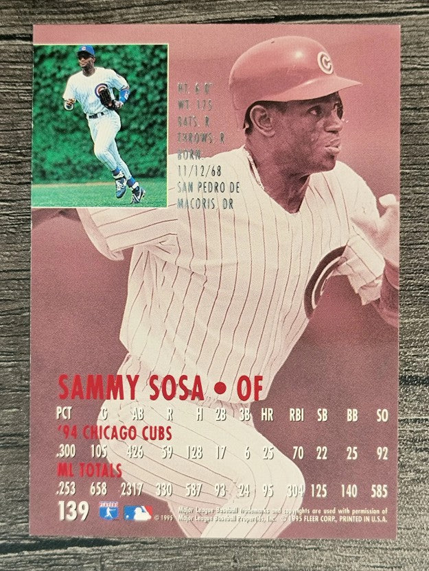 1995 Ultra #139 Sammy Sosa