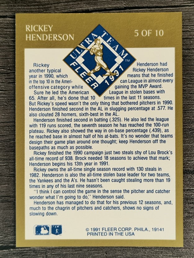 1991 Ultra Gold #5 Rickey Henderson