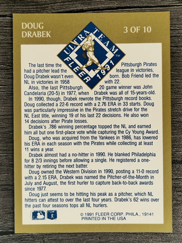 1991 Ultra Gold #3 Doug Drabek
