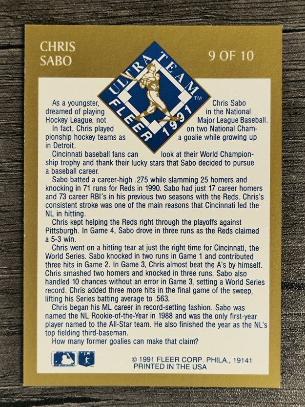 1991 Ultra Gold #9 Chris Sabo
