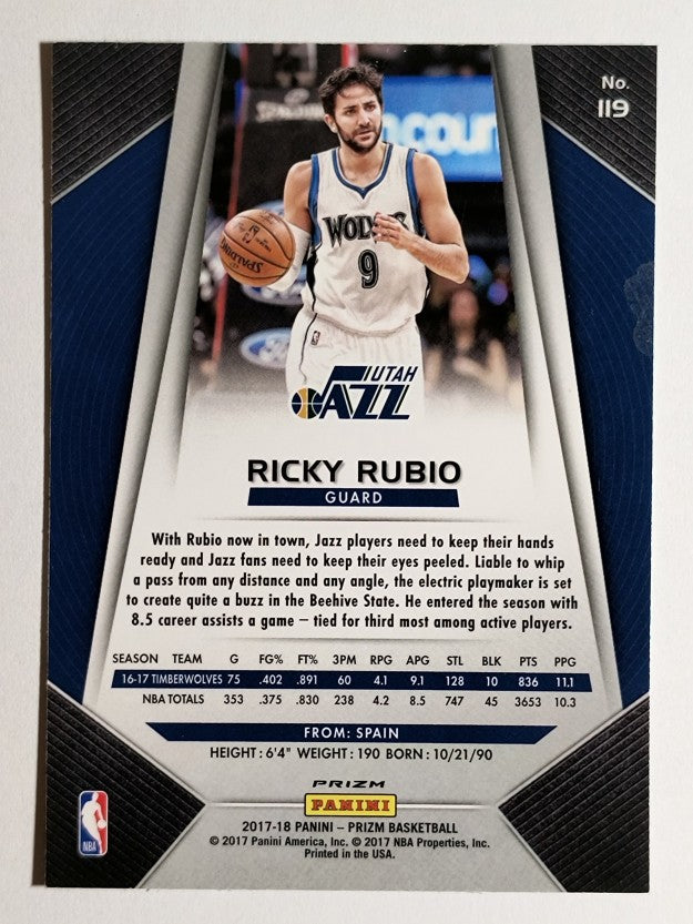 2017-18 Panini Prizm Prizms Red White and Blue #119 Ricky Rubio