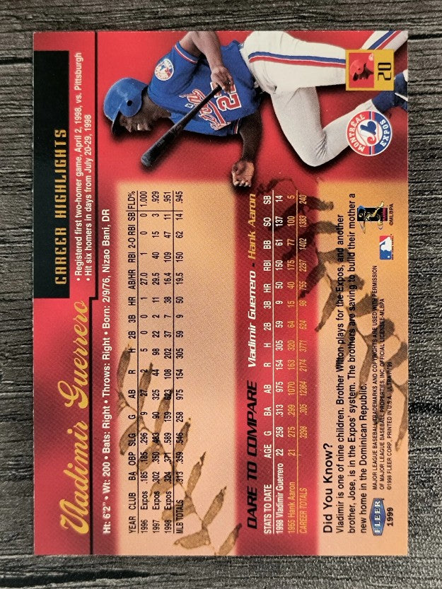 1999 Ultra #20 Vladimir Guerrero