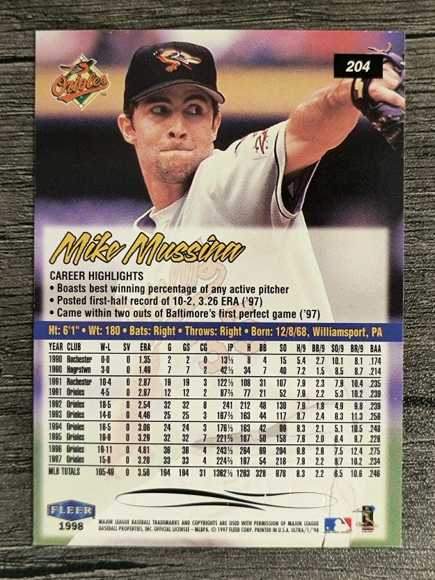 1998 Ultra #204 Mike Mussina
