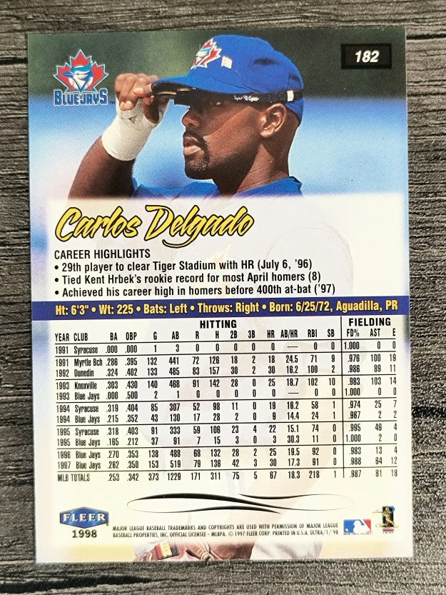 1998 Ultra #182 Carlos Delgado
