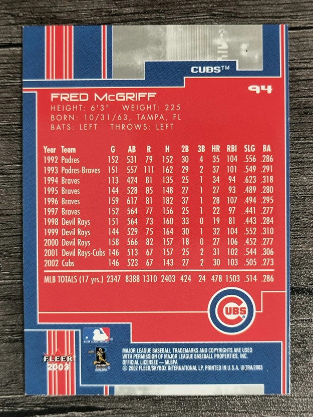 2003 Ultra #94 Fred McGriff