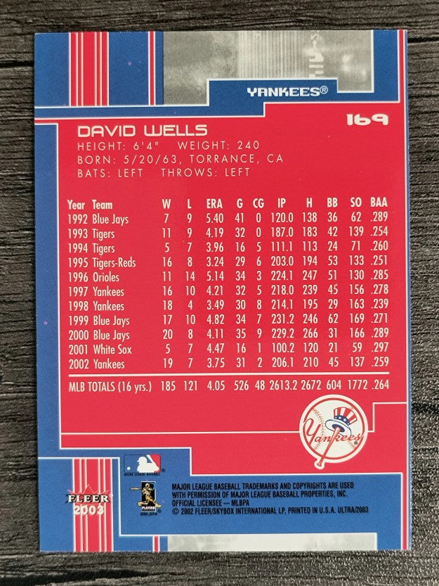 2003 Ultra #169 David Wells