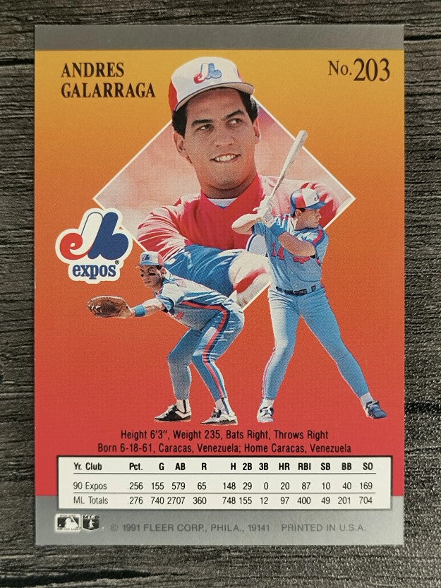 1991 Ultra #203 Andres Galarraga