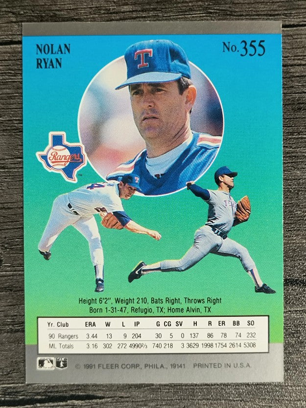 1991 Ultra #355 Nolan Ryan