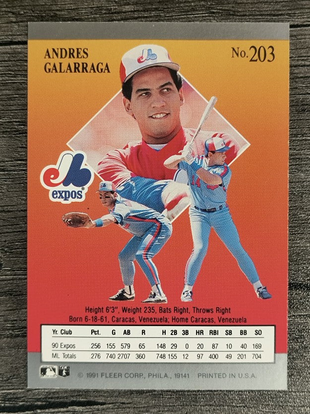 1991 Ultra #203 Andres Galarraga