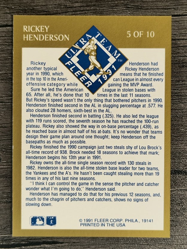 1991 Ultra Gold #5 Rickey Henderson