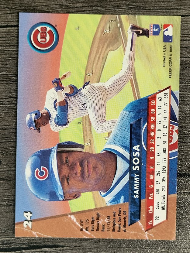 1993 Ultra #24 Sammy Sosa