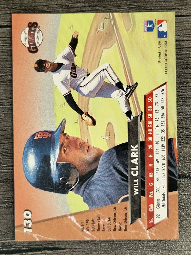 1993 Ultra #130 Will Clark