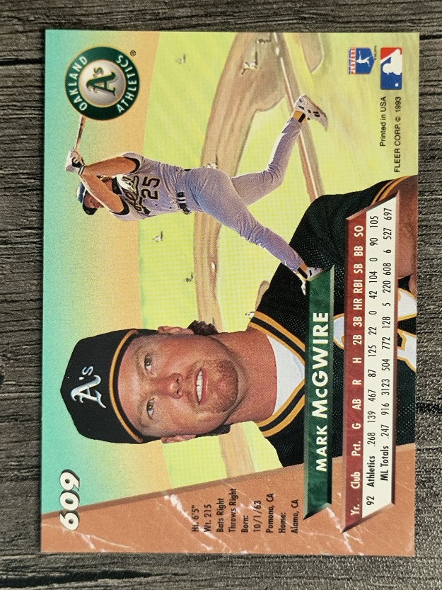 1993 Ultra #609 Mark McGwire