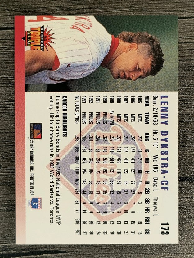 1994 Triple Play #173 Lenny Dykstra