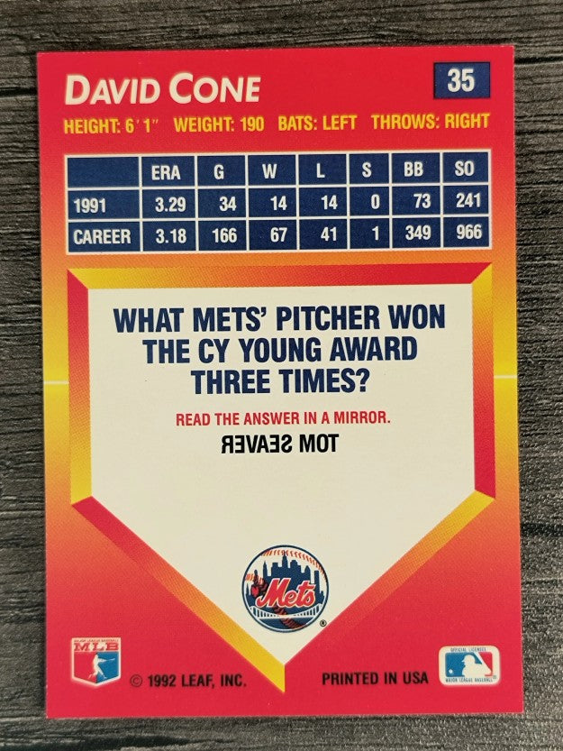1992 Triple Play #35 David Cone