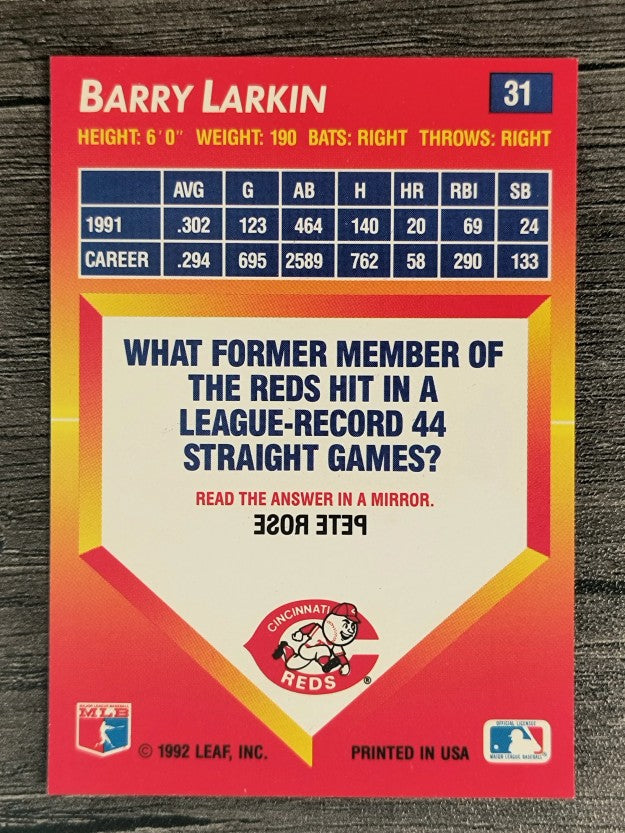 1992 Triple Play #31 Barry Larkin