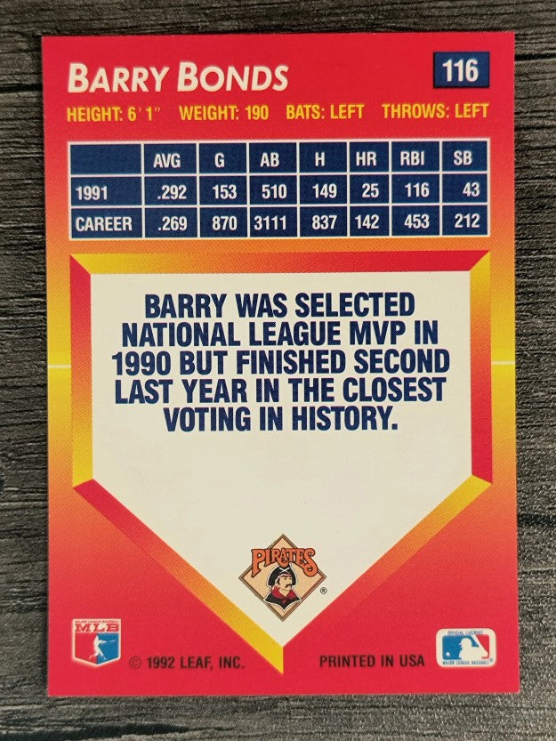 1992 Triple Play #116 Barry Bonds