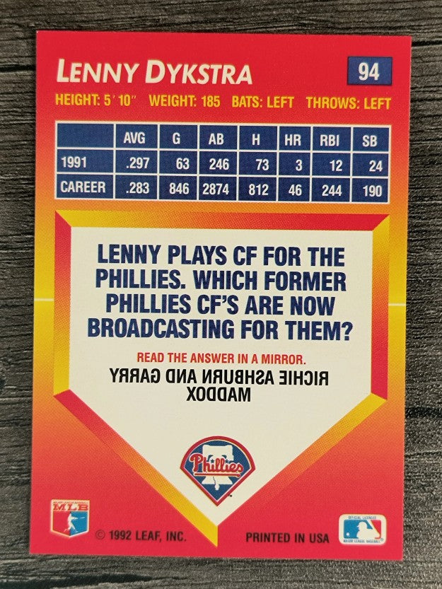 1992 Triple Play #94 Len Dykstra