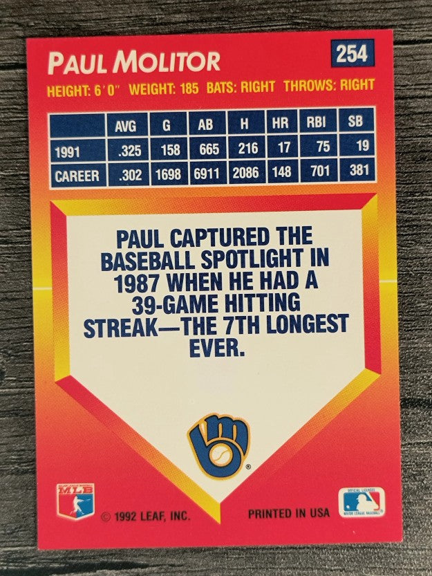 1992 Triple Play #254 Paul Molitor