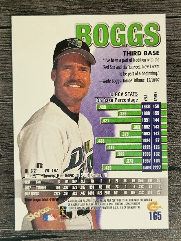 1998 Circa Thunder #165 Wade Boggs