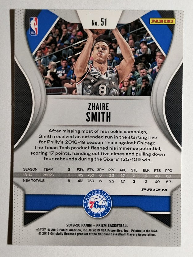 2019-20 Panini Prizm Prizms Green #51 Zhaire Smith