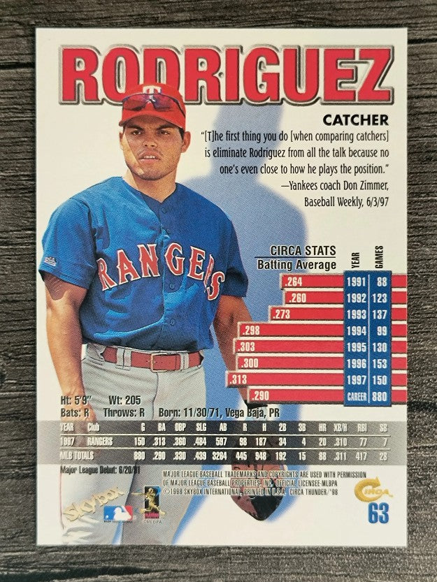1998 Circa Thunder #63 Ivan Rodriguez