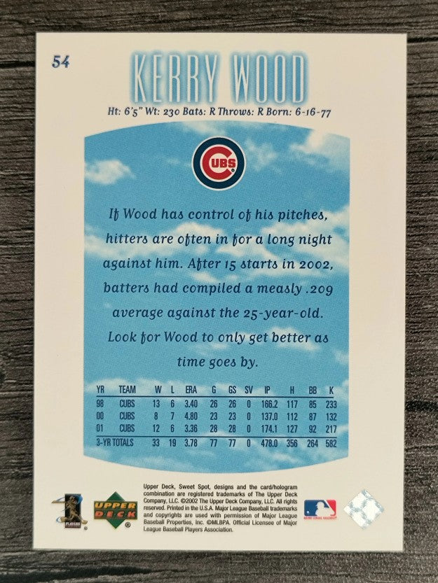 2002 Sweet Spot #54 Kerry Wood