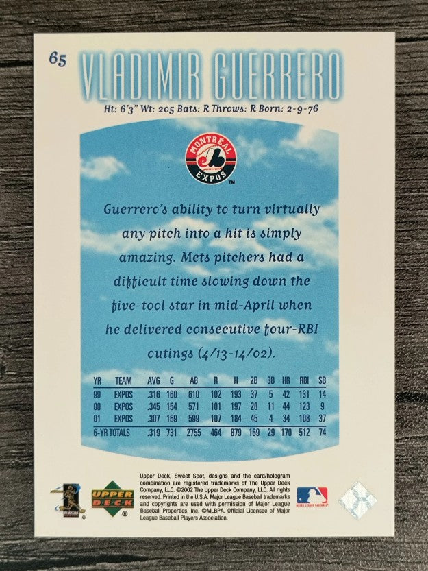 2002 Sweet Spot #65 Vladimir Guerrero
