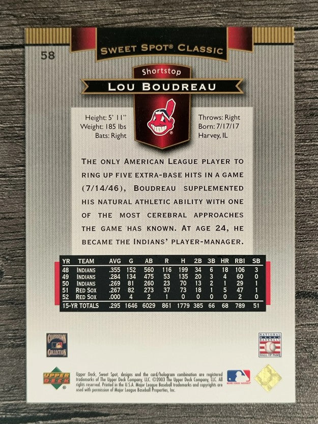 2003 Sweet Spot Classics #58 Lou Boudreau