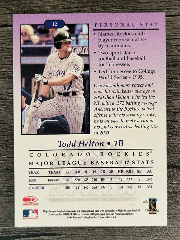 2001 Studio #12 Todd Helton