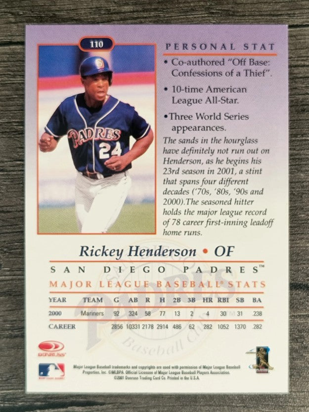 2001 Studio #110 Rickey Henderson