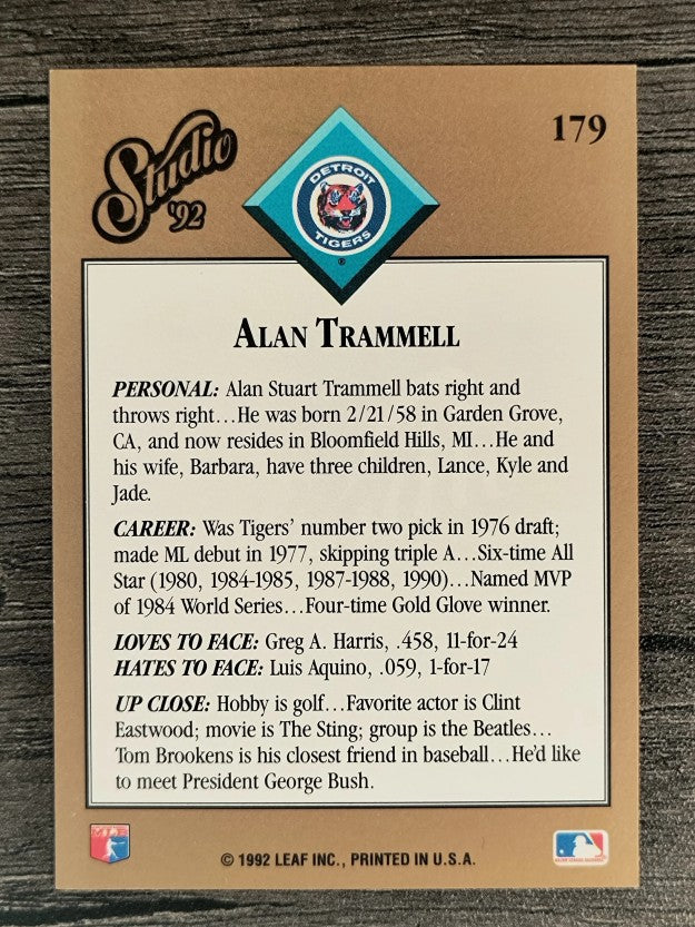 1992 Studio #179 Alan Trammell