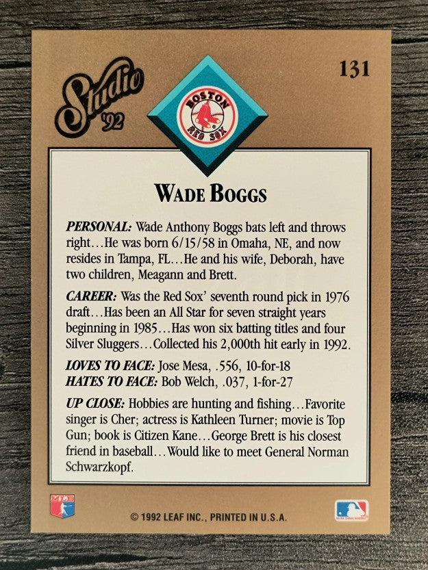 1992 Studio #131 Wade Boggs