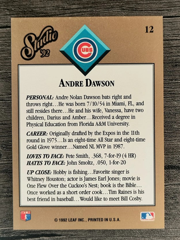 1992 Studio #12 Andre Dawson