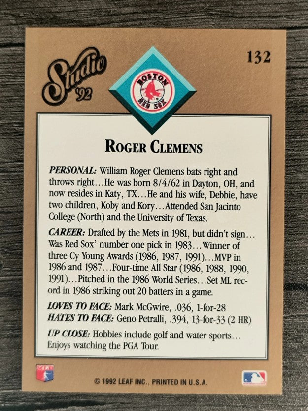 1992 Studio #132 Roger Clemens