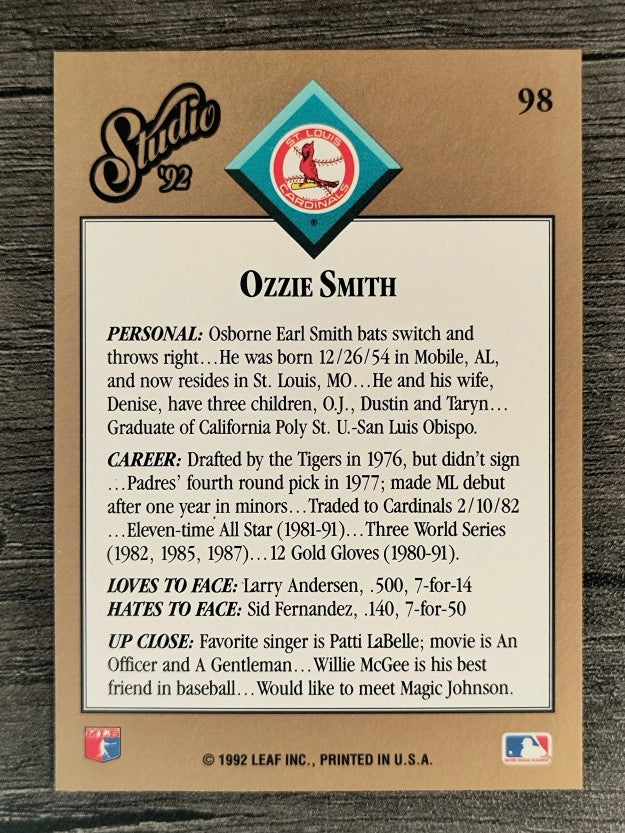 1992 Studio #98 Ozzie Smith