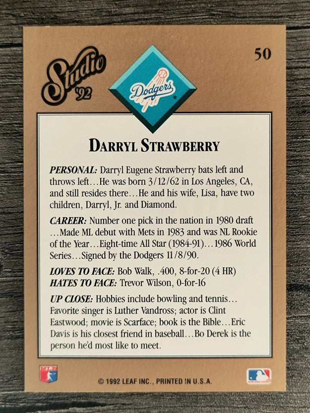 1992 Studio #50 Darryl Strawberry