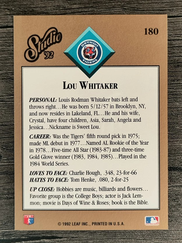 1992 Studio #180 Lou Whitaker
