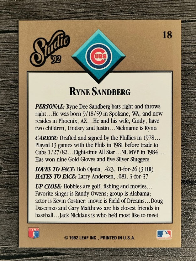 1992 Studio #18 Ryne Sandberg