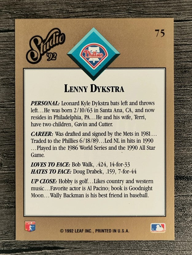 1992 Studio #75 Len Dykstra
