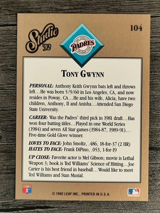 1992 Studio #104 Tony Gwynn