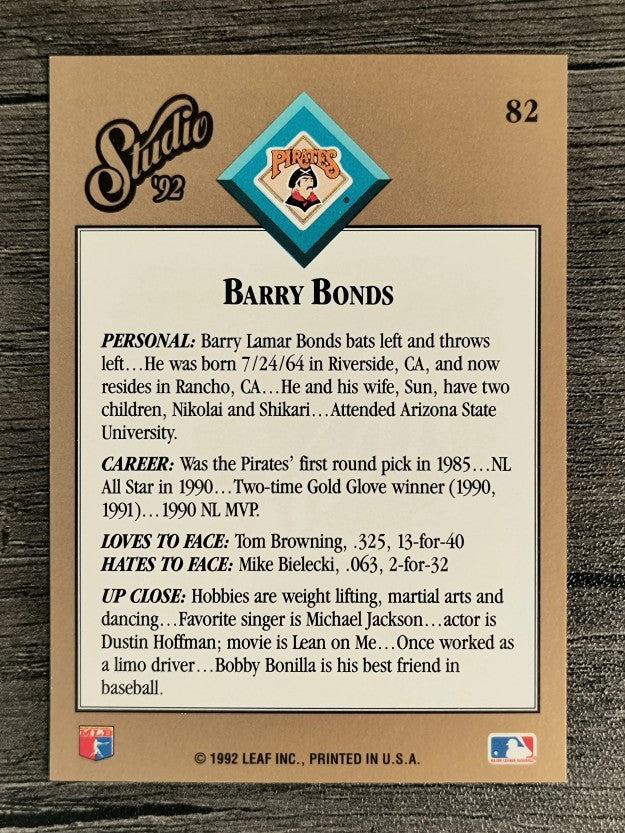 1992 Studio #82 Barry Bonds