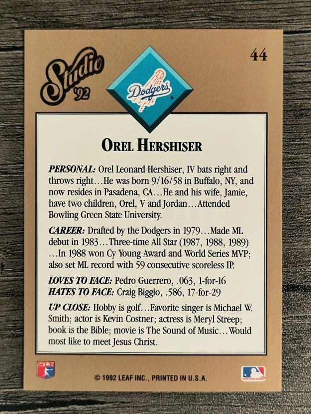 1992 Studio #44 Orel Hershiser
