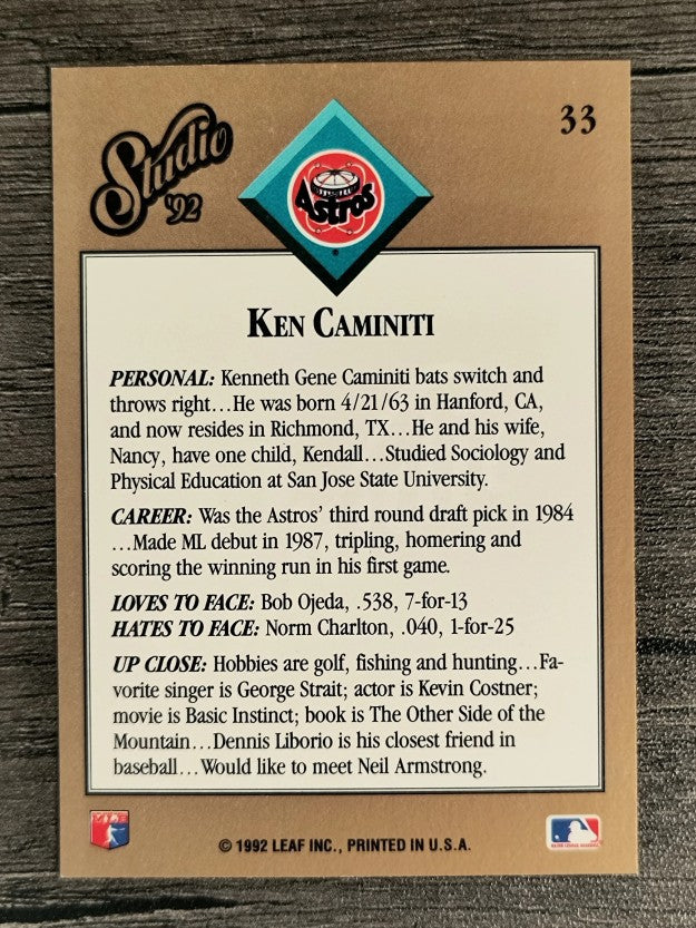 1992 Studio #33 Ken Caminiti