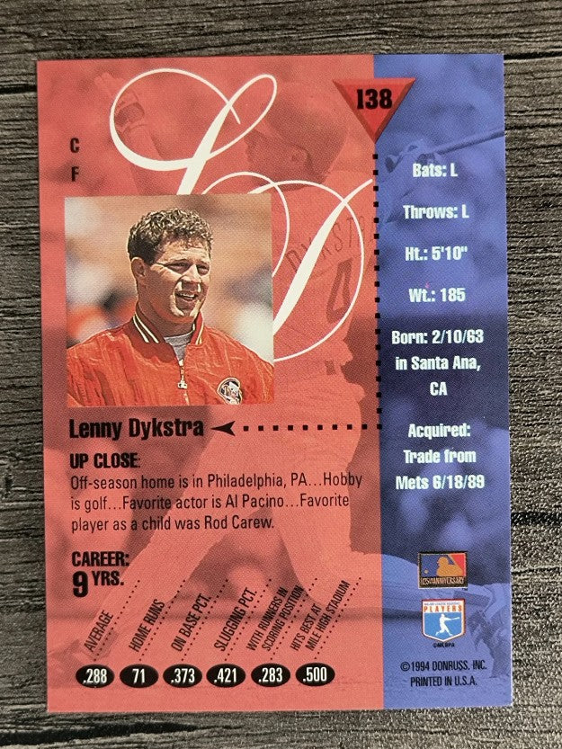 1994 Studio #138 Lenny Dykstra